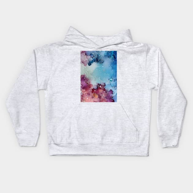 Pink and blue abstract art Kids Hoodie by MyAbstractInk